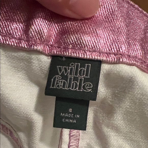 #0983+ Metallic Pink Denim Skirt - Picture 6 of 11